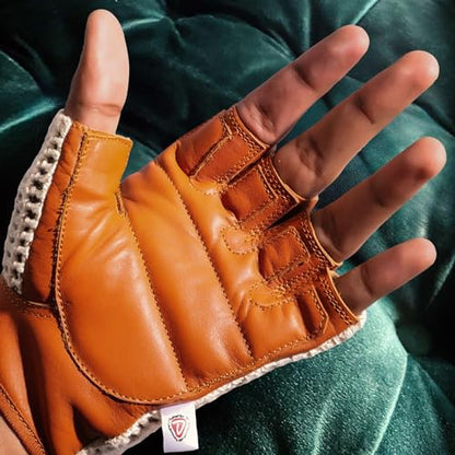 Real Soft Leather Mesh Net Fingerless Driving Weight Training Cycling Wheelchair Gloves W-1037 (XX-Large)