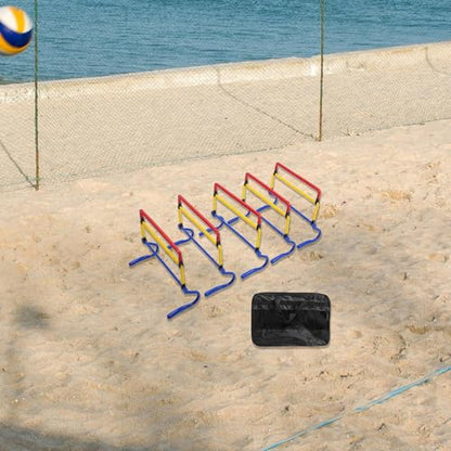 5 Pieces Agility Hurdles Adjustable Height Speed Training Hurdles Obstacle Rack Athletic Strength Training Foldable PVC Suitable for Soccer Football R