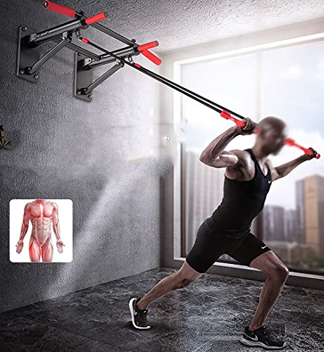 Wall Mounted Pull Up Bar, Strength Training Pull-UP Bars, Heavy Duty Wall Mount Chin Up Bar for Home Gym Indoor Outdoor, Maximum Weight 660 Lbs (Black)