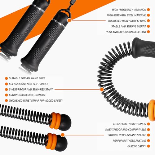 Upgrade Portable Ropeless Battle Ropes - Adjustable Weights Cordless Battle Ropes for Home Gym with Training Poster - Battle Rope Sticks Exercise Equipment for Low-Impact Workout, HIIT & Cardio