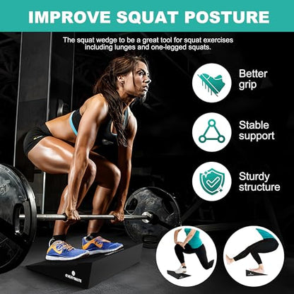 EVERYMATE Slant Board Calf Stretcher, Non-Slip Heel Elevated Squat Wedge Block for Weightlifting and Calf Stretching, Knees Over Toes Equipment 1000LB - color: Slant Board-15 degrees