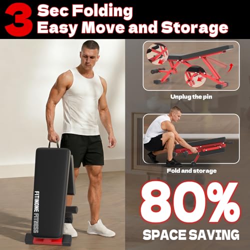 Adjustable Weight Bench, 800LBS Foldable Workout Bench for Home Gym, Incline Decline Flat Bench Press with Quick Folding & Fast Adjustment