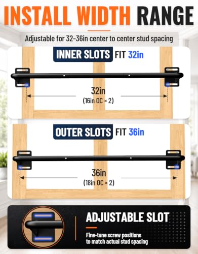 Fitarc Joist Mount Pull Up Bar, Wall Mount Pull Up Bar for Home Gym - color: Wall Mounted for 7-8ft Beams, 32in Span Studs