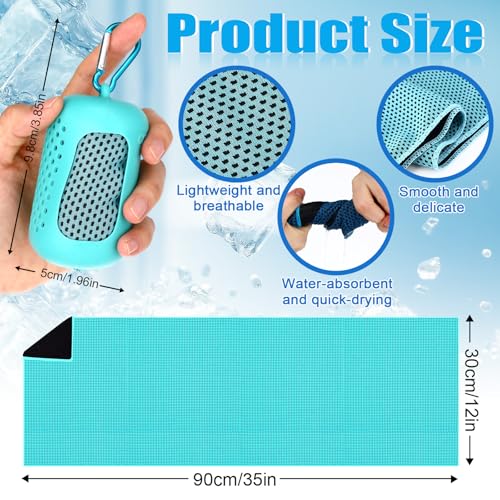 Peryiter 20 Pack Cooling Towels with Silicone Carry Cases Cooling Towels - size: 35 x 12 Inch, style: Round Silicone