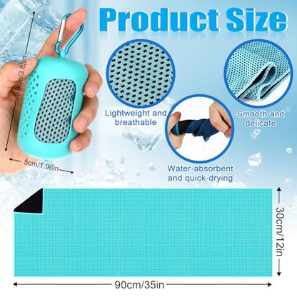 Peryiter 20 Pack Cooling Towels with Silicone Carry Cases Cooling Towels - size: 35 x 12 Inch, style: Round Silicone