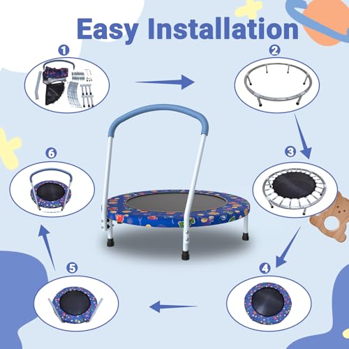 36" Mini Trampoline for Kids, Toddler Trampoline with Handle, Small Trampolines Indoor Outdoor Use, Kids Trampolines Indoor for Boys Girls Age 3-6