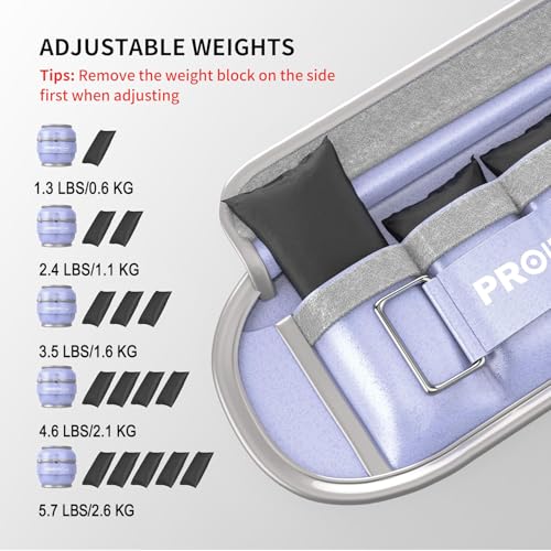 PROIRON Adjustable Ankle Weights, Leg Weights for Men, Ankle Weights 5lb Set of 2, Durable PU Leather, Ankle and Wrist Weights, 1-5 lbs Adjustable Per Ankle - color: purple