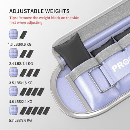 PROIRON Adjustable Ankle Weights, Leg Weights for Men, Ankle Weights 5lb Set of 2, Durable PU Leather, Ankle and Wrist Weights, 1-5 lbs Adjustable Per Ankle - color: purple