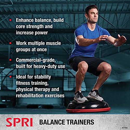 SPRI Balance Trainer Dome Shape Half-Exercise Ball with Non-Skid Base – Pro (65cm) or Sport (50cm) for Balance Training, Strength Building, Toning, and Improved Flexibility - style: Sport (50cm)