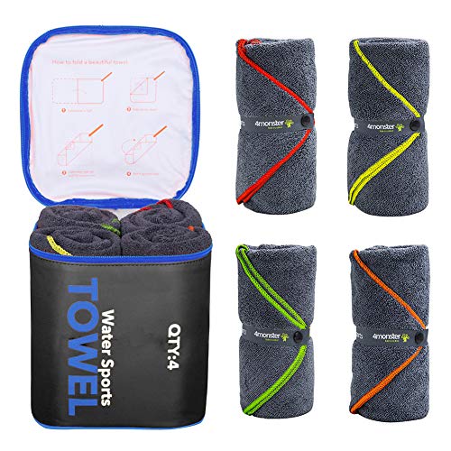 4Monster 4-Pack Quick Dry Microfiber Travel Towels – Super Absorbent, Ultra-Soft Camping Towel Set with Water-Resistant Bag, Lightweight & Compact for RV, Gym, Beach, Pool, Swimming, and Family Trips - color: 4-navy