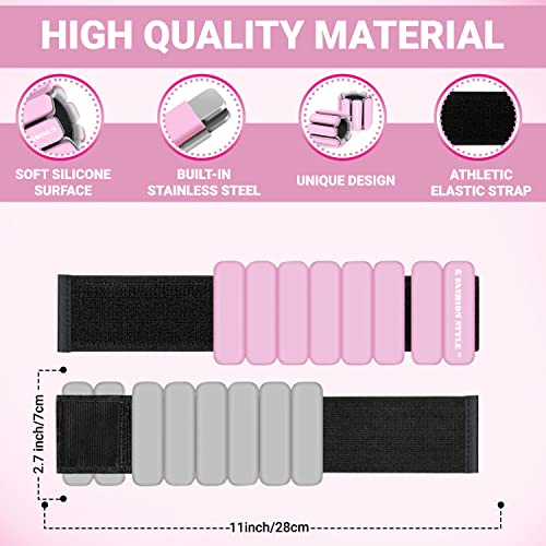 Wearable Wrist & Ankle Weights, Set of 2 (1 LB ea.), Adjustable Arm Weights Set, Weight Loss Bracelet, For Running, Walking, Jogging, Jumping, Yoga, Dance, Pilates, Aerobics, Strength Training, Women/Man. - color: Pink