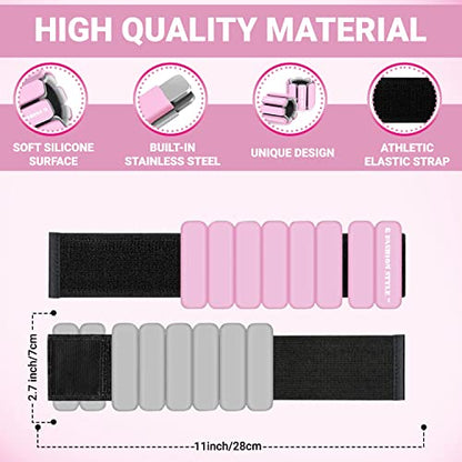 Wearable Wrist & Ankle Weights, Set of 2 (1 LB ea.), Adjustable Arm Weights Set, Weight Loss Bracelet, For Running, Walking, Jogging, Jumping, Yoga, Dance, Pilates, Aerobics, Strength Training, Women/Man. - color: Pink