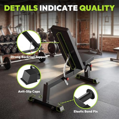 Adjustable Weight Bench for Full Body Workout, 1300 LBS Weight Capacity Bench Press Bench of Home Gym Strength Training, Incline Upright Flat Utility Workout Bench with Fast Adjustment