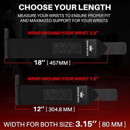Weightlifting 18" & 12" Wrist Wraps with Thumb Loop – Heavy Duty Wrist Workout Braces for Men and Women – Ideal for Powerlifting, Strength Training, Bodybuilding - color: Black, style: 18" – Beast Mode