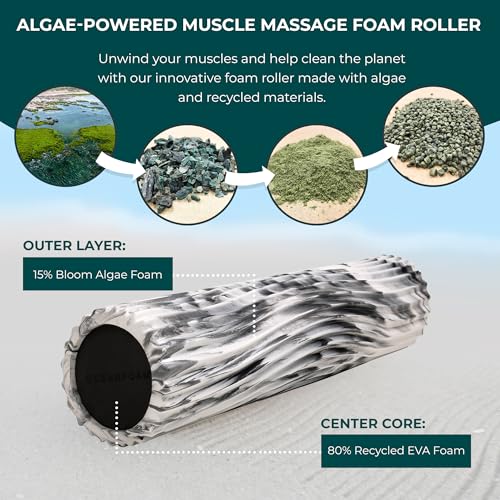 Soft Tidal Roller (Black Marbled) - Low Density Foam Roller for Physical Therapy, Back Pain, Excercise & Stretching - Wave Textured - Yoga, Athletics, & Wellness - Full Size, 20" x 5" - color: Black Marbled
