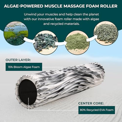 Soft Tidal Roller (Black Marbled) - Low Density Foam Roller for Physical Therapy, Back Pain, Excercise & Stretching - Wave Textured - Yoga, Athletics, & Wellness - Full Size, 20" x 5" - color: Black Marbled