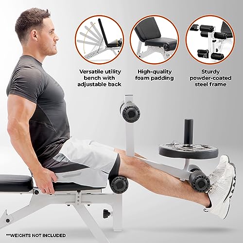 Marcy Foldable Full-Body Workout Bench with Adjustable 6-Position Backrest & Leg Extension - Compact Incline Decline Weight Bench Station for Home Gym Strength Training