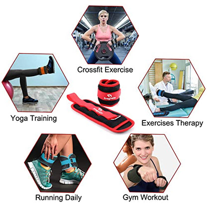 Ankle Weights for Women, Men and Kids - 1/2/3/4/6/8/10/12/15/20 LBS 1 Pair Strength Training Wrist/Leg/Arm Weight with Adjustable Strap for Jogging, Gymnastics, Aerobics, Home Fitness, Physical Therapy - style: 1Lb Pair (0.5lb x 2) - Red