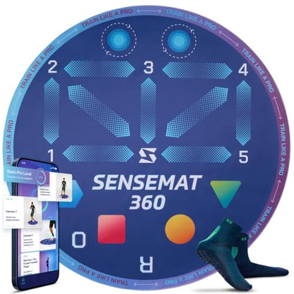Sensemat 360 Soccer Training Mat | 360 Degree Design Non Slip Training Mat | Soccer Footwork Training | Strength & Coordination for All Ages & Levels | Improve Skills & Control with Professional Soccer Coach Program 50+ Exercise Videos