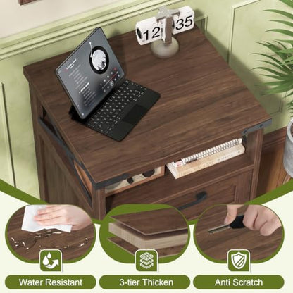 Vabches Office Filing Vertical Cabinet with 2 Drawers, Walnut. - color: Walnut, size: Vertical
