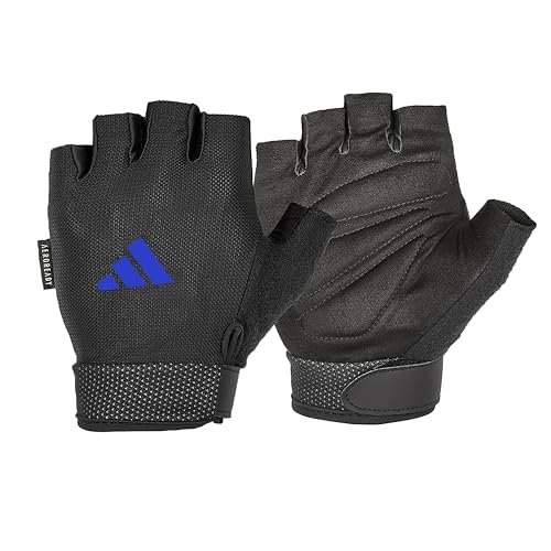 adidas Essential Training & Weightlifting Gloves, Fingerless Workout Gloves - color: Blue, size: X-Large