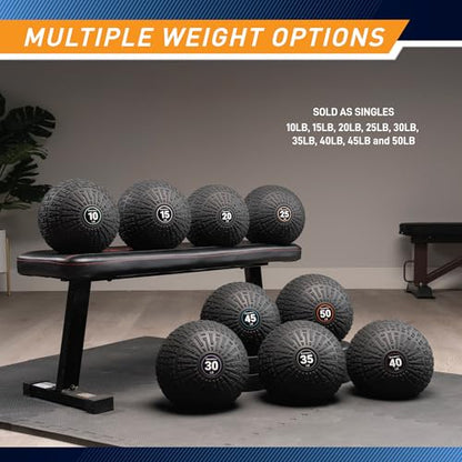 Marcy Slam Ball, 10–50 lbs Dead Weight, Non-Bounce, Sand-Filled Medicine Ball with Durable PVC Shell & Textured Grip for Slams, Tosses, Core & Full Body Training - size: 30 LB