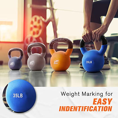 RitFit Neoprene Coated Kettlebell Weight Set, Solid Cast Iron - color: 20LB(Red)