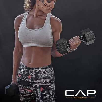 CAP Barbell 150 LB Coated Hex Dumbbell Weight Set with Vertical Rack | Multiple Options - color: Green Rack, style: Black Handle