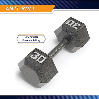 Marcy Cast Iron Hex Dumbbells Collection - Available size from 3-lb to 100-lb, SOLD INDIVIDUALLY - style: 30lbs