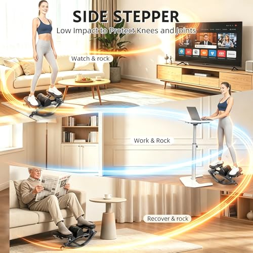 Rock Stepper with Digital Monitor, Low-Impact Compact Rock Stepper Side to Side with Resistance Bands, 360 LBS Weight Capacity, Portable Stair Stepper for Home, Apartment, Dormitory, Office