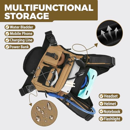 USA Patent Running Hydration Vest Backpack, Lightweight Chest Pack with 2.0L Water Bladder Bag Daypack for Hiking Running Cycling Race Marathon for Women Men - color: Khaki