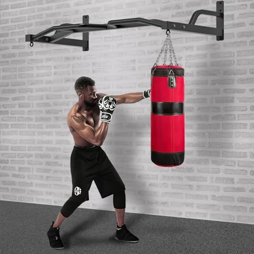 Kipika 48" Ceiling Mounted Pull Up Bar, Heavy Duty Multi-Grip Chin Up Bar,Mounted Pullup Bar, Adjustable Height, Pull Up Bands for Chin Ups & Body Stretching, Ideal for Home Gym and Strength Training - color: 48" Wall Mounted Pull Up Bar