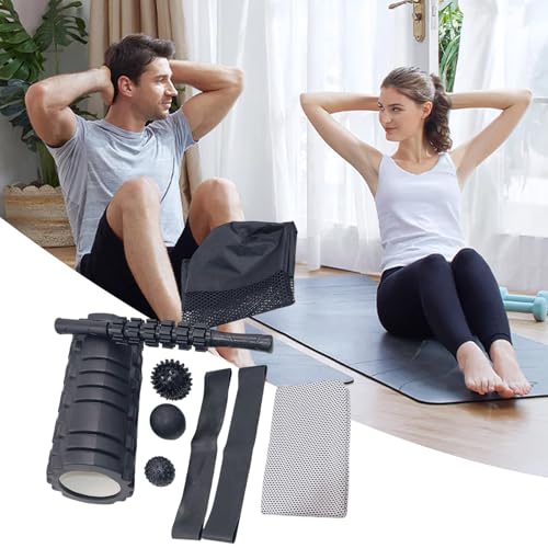 Complete Yoga Accessories Set: Foam Roller, Massage Stick, Resistance Band for Muscle Recovery Presentation Stretching Drum with Massage Ball