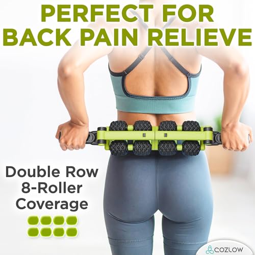 3 in 1 Lymphatic Drainage Massage Tool - Back Massager - Cellulite Roller - Arm + Leg Muscle Trigger Point Myofascial Release - color: Green/Black