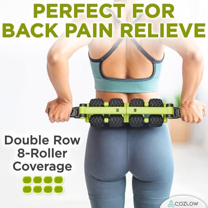 3 in 1 Lymphatic Drainage Massage Tool - Back Massager - Cellulite Roller - Arm + Leg Muscle Trigger Point Myofascial Release - color: Green/Black