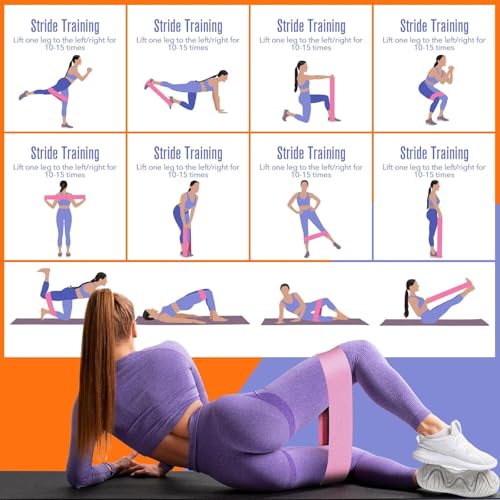 Booty & Resistance Bands – 3 Level Non-Slip Fabric Exercise Bands for Legs & Glutes, Women & Men, Squats, Hip Thigh Training, Yoga, Pilates, Home Workout - color: Pink - Purple