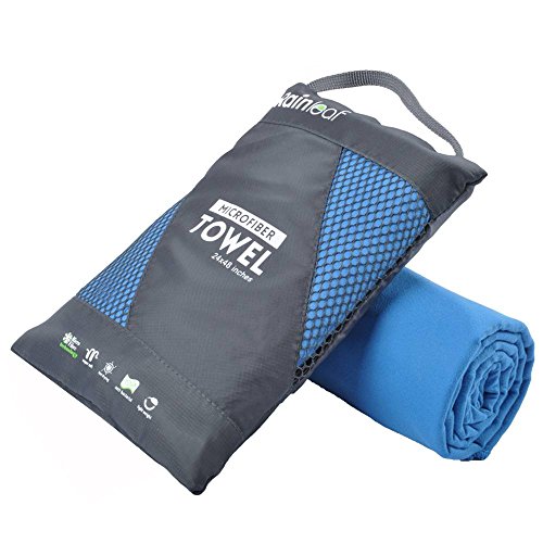 Rainleaf Microfiber Towel Perfect Travel & Gym & Camping Towel. Quick Dry - Super Absorbent - Ultra Compact - Lightweight. Suitable for Trip, Beach, Shower, Backpacking, Pool - color: Blue, size: 48.00" x 24.00"