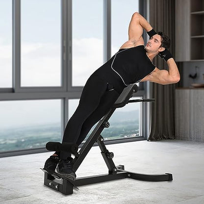 Roman Chair Back Extension Machine, 330lbs Multi-Functional Bench Adjustable Back Exercise Machine Hyperextension Bench Ab Machine Workout Equipment with 8 Adjustable for Home Gym Hotel School