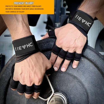 Super Grip Weight Lifting Gloves for Men and Women, Ventilated Gym Gloves with 16 Inch Wrist Wraps - Great for Cross Training, Pull Ups, Workout - size: Large/XL