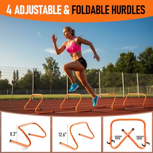 Agility Ladder,Soccer Training Equipment Set,20ft Speed Ladder,4 Agility Hurdles,Football Basketball Training Equipment,Football Accessories for Kids Youth Adults | Footwork, Speed & Agility Training