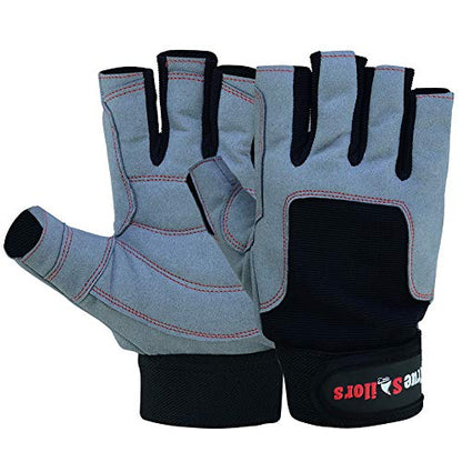 MRX BOXING & FITNESS Sailing Gloves with 3/4 Finger and Grip for Men and Women, Great for Kayaking, Workouts Sailing Glove