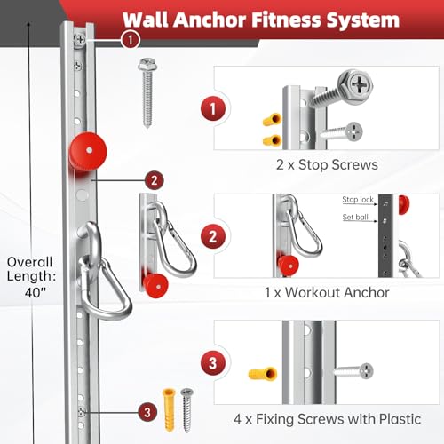 Adjustable Resistance Band Wall Mount System(2PCS),Home Gym Dedicated Resistance Band Wall Anchor, Ideal for Strength Training, Physical Therapy & Rehab Training