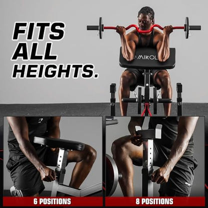 Mikolo Preacher Curl Bench, Plate Loaded Bicep Curl Machine, Bicep Workout Equipment，2 in 1 Arm Training Machine for Home Gym