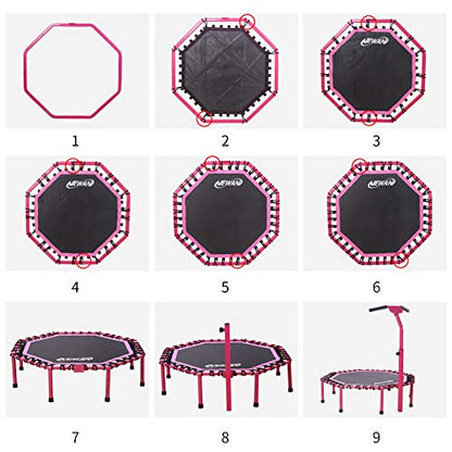 Newan 48" Fitness Trampoline with Adjustable Handle Bar, Silent Trampoline Bungee Rebounder Jumping Cardio Trainer Workout for Adults - Max Limit 330 lbs