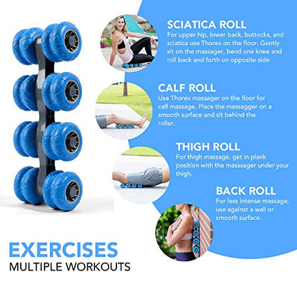 8-Wheel Back Massager and Neck Knot Remover - Chiropractor Approved Manual Deep Tissue Massage Tool for Upper Back, Trapezius Pain Relief and Trigger Point Therapy - Self Recovery Muscle Stick