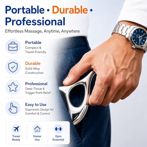 Trigger Point Massage Tool for Pain Relief, Deep Tissue Massage & Gua Sha, Fascia Release Muscle Scraper Acupressure Tool for TMJ Relief, Muscle Recovery, Full-Body Massage & Therapists