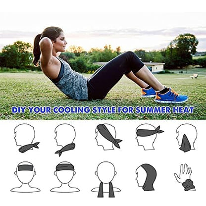 4 Pack Cooling Towels (40"x12") - Instant Cooling Reusable Microfiber Towels for Sports, Gym, Camping, Yoga, Fitness & More