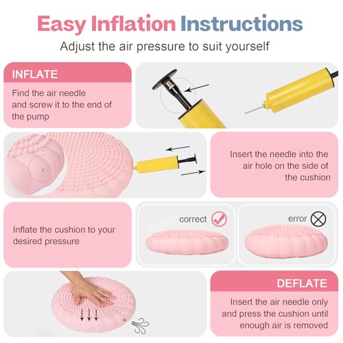 Wobble Cushion, Extra Thick Wiggle Seat for Sensory Kids, Non-slip Balance Disc with Inflation Pump for Adults Core Strength, Posture Improvement & Physical Therapy (13.5in/34cm)