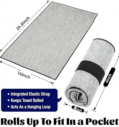 Microfiber Gym Towels 3 Pack, Quick Dry Workout Towel, Fast Drying Sweat Towel for Men & Women, Workout Gear, Yoga, Camping, Hiking, Gym Gifts - 16x26.8 Inch, Heather Grey