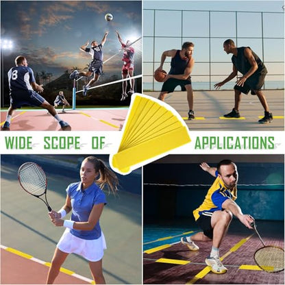 Court Line Marker Kit Yellow Boundary Markers Lines Set for Tennis Basketball Volleyball Badminton Dinkball Net Court Outdoor or Indoor Training